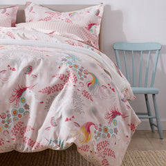 Fancy Unicorns Classic Cool Organic Cotton Percale Duvet Cover Set - Pink Multi, Full/Queen