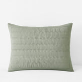 Premium Breathable Washed Linen Solid Quilted Sham - Moss, Standard