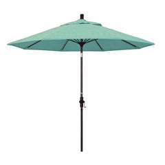 Round Outdoor Patio Umbrella, Fiberglass with Twist Tilt - Bronze Finish, Spectrum Mist, 9'