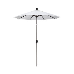 6' Round Outdoor Patio Umbrella, Aluminum with Push Button Tilt - Bronze Finish, Natural