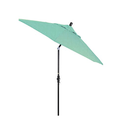 Round Outdoor Patio Umbrella, Fiberglass with Twist Tilt - Black Finish, Spectrum Mist, 9'