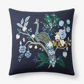 Peacock Decorative Square Pillow Cover - Navy Multi