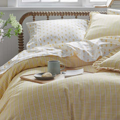 Mini-Prints Garment Washed Cotton Percale Pillowcase Set - Flowers Yellow, Standard