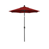 6' Round Outdoor Patio Umbrella, Aluminum with Push Button Tilt - Black Finish, Jockey Red