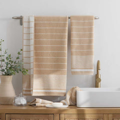 Plush Spa Stripe Bath Towel - Light Antique Beige