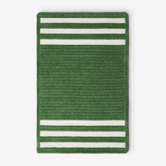 Chenille Border Stripe Handwoven Reversible Rug - Moss Green, 3' x 5'