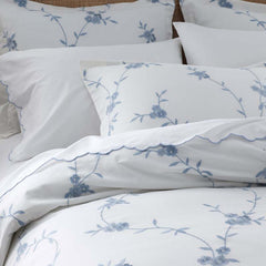 Brinda Floral Duvet Cover - White, Full/Queen