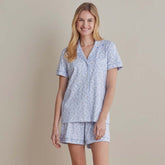 Printed Peruvian Cotton Women's Shorts Set - Bergen Blue, XXL