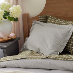 Classic Stripes and Plaids Cool Yarn-Dyed Cotton Percale Sham - Stripe Green, Euro