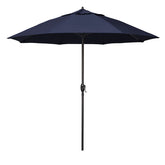 Round Outdoor Patio Umbrella, Aluminum with Auto Tilt Crank - Bronze Finish, Navy, 9'