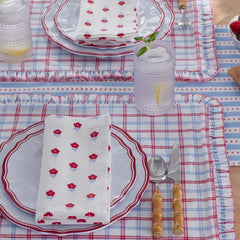 Flower Napkins, Set of 4 - Flowers Red Blue