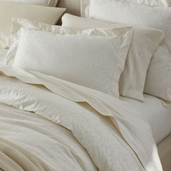 Jacquard Leaf Yarn-Dyed Premium Smooth Supima® Cotton Wrinkle-Free Sateen Duvet Cover - Ivory, Full