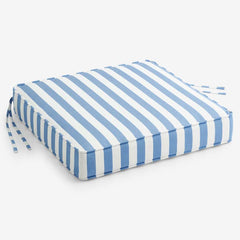 Replacement Boxed Edge Chair Cushion - Narrow Stripe Air Blue, 21 in. x 19 in.