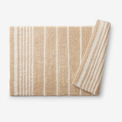 Plush Spa Stripe Bath Rug - Dark Antique Beige, 17 in. x 24 in.