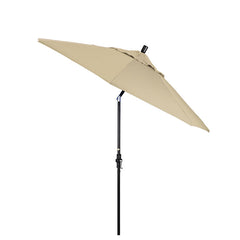 Round Outdoor Patio Umbrella, Fiberglass with Twist Tilt - Black Finish, Antique Beige, 9'