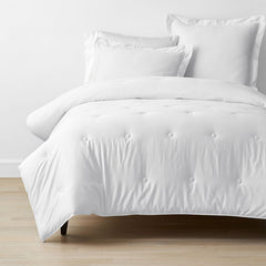 Classic Smooth Rayon Made From Bamboo Sateen Comforter - White, Full/Queen