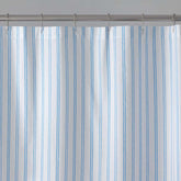 Blossoms and Stripes Classic Cool Cotton Percale Shower Curtain - Squiggle Stripe