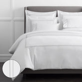 Dorset Stripe Luxe Smooth Egyptian Cotton Sateen Duvet Cover - Gray, King/Cal King