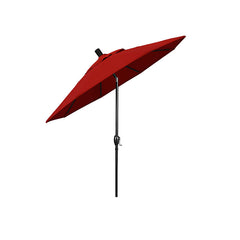 6' Round Outdoor Patio Umbrella, Aluminum with Push Button Tilt - Black Finish, Jockey Red