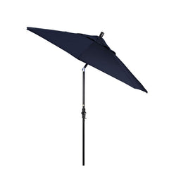 Round Outdoor Patio Umbrella, Fiberglass with Twist Tilt - Black Finish, Navy, 9'