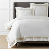 Double Border Premium Smooth Supima® Cotton Wrinkle-Free Sateen Duvet Cover - Ivory, Full/Queen