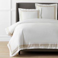 Double Border Premium Smooth Supima® Cotton Wrinkle-Free Sateen Duvet Cover - Ivory, King/Cal. King
