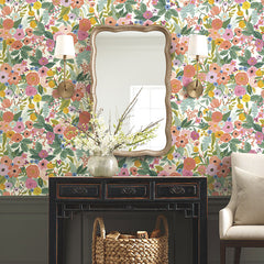 Garden Party Traditional Wallpaper - Rose Multi, Roll
