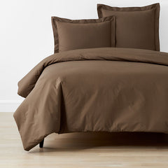 Classic Cool Cotton Percale Bed Duvet Cover - Coffee, King/Cal King