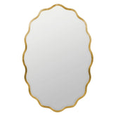 Oval Scalloped Metal Frame Wall Mirror - Gold