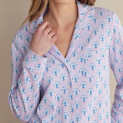 Printed Peruvian Cotton Women's Button-Down Pajama Set - Petite Floral, XL