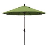 Round Outdoor Patio Umbrella, Fiberglass with Twist Tilt - Bronze Finish, Ginkgo, 9'