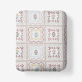 Lottie Classic Cool Cotton Percale Fitted Bed Sheet - Ivory Multi, Queen