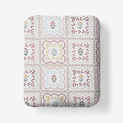 Lottie Classic Cool Cotton Percale Fitted Bed Sheet - Ivory Multi, Full
