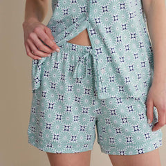 Printed Peruvian Cotton Women's Shorts Set - Cool Daisy, S