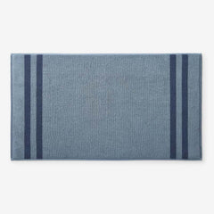 Mirage Aegean Cotton Reversible Stripe Bath Mat - Smoky Blue, 20 in. x 36 in.