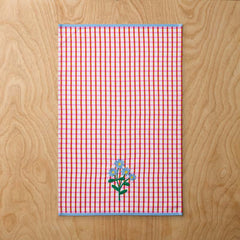 Floral Plaid Kitchen Towel Sets - Red, Set of 2