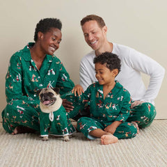Family Flannel Kid's Button-Down Pajama Set - Holiday Pups, 8