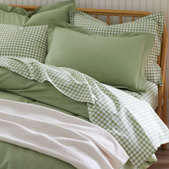 Classic Cool Organic Cotton Percale Solid Bed Sheet Set - Moss Green, Twin