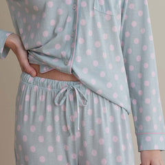 Cotton Modal Women's Button-Down Pajama Set - Pretty Dot, XS
