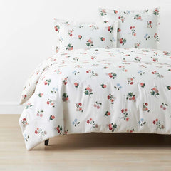 Ditsy Dahlia Classic Cool Cotton Percale Duvet Cover - Cream Multi, Twin/Twin XL