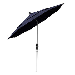 Round Outdoor Patio Umbrella, Fiberglass with Twist Tilt - Black Finish, Navy, 11'