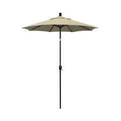6' Round Outdoor Patio Umbrella, Aluminum with Push Button Tilt - Bronze Finish, Antique Beige
