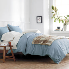 Classic Ultra-Cozy Cotton Velvet Flannel Solid Duvet Cover - Powder Blue, Full/Queen