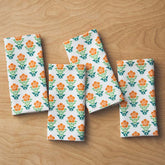 Floral Plaid Napkins, Set of 4 - Green