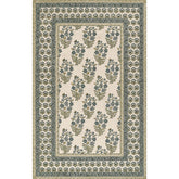 Floral Border Hand Tufted Wool Rug - Green, 4' x 6'