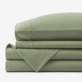 Classic Ultra-Cozy Cotton Velvet Flannel Bed Sheet Set - Willow Green, Queen
