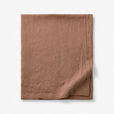 Premium Breathable Washed Linen Solid Flat Bed Sheet - Terracotta, King/Cal King