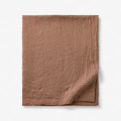 Premium Breathable Washed Linen Solid Flat Bed Sheet - Terracotta, Full