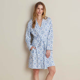 Printed Pima Cotton Women's Kimono Robe - Floral Trellis, XL