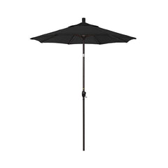 6' Round Outdoor Patio Umbrella, Aluminum with Push Button Tilt - Bronze Finish, Black